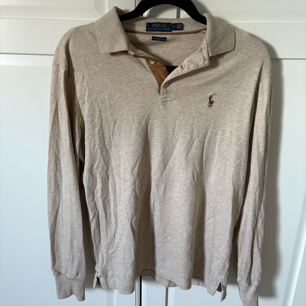 Polo by Ralph Lauren Men's Tan Long Sleeve Polo